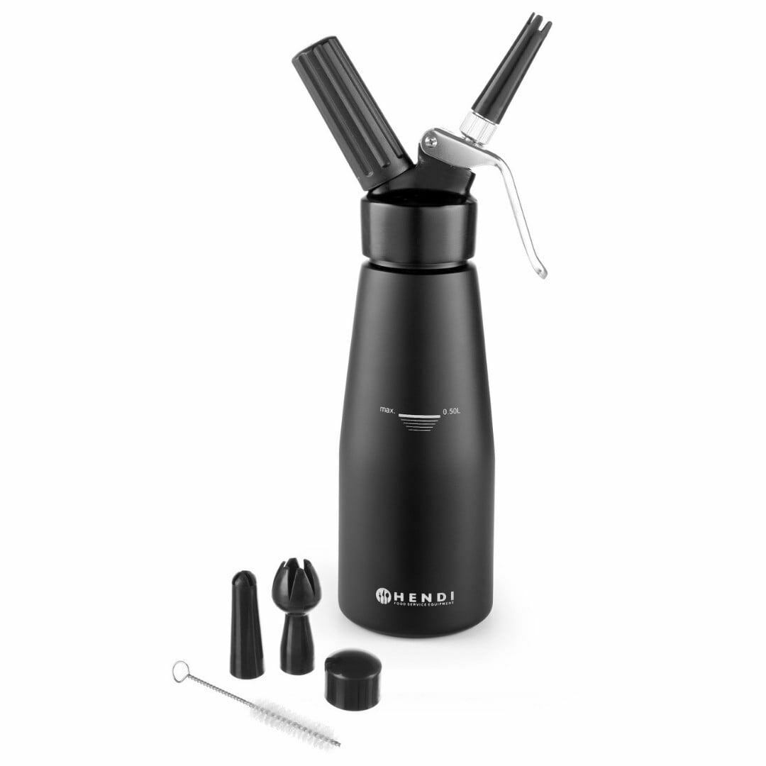 Slagroomapparaat Kitchen Line zwart 0,5 liter Hendi