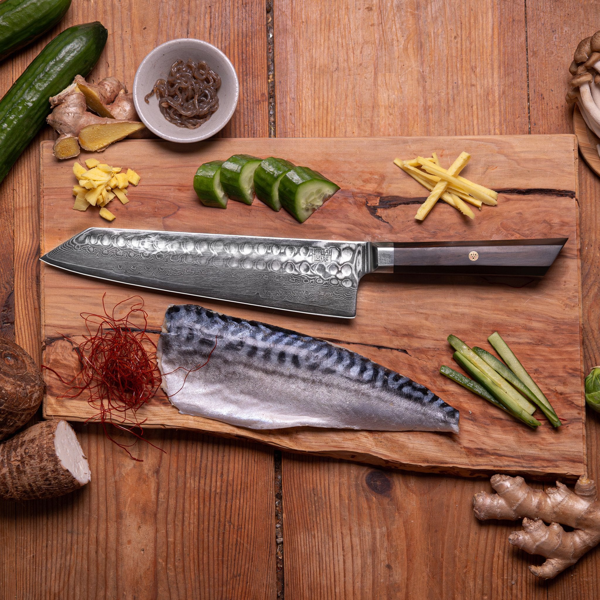 KOTAI Bunka Damascus Kiritsuke 21 cm, productfoto 2