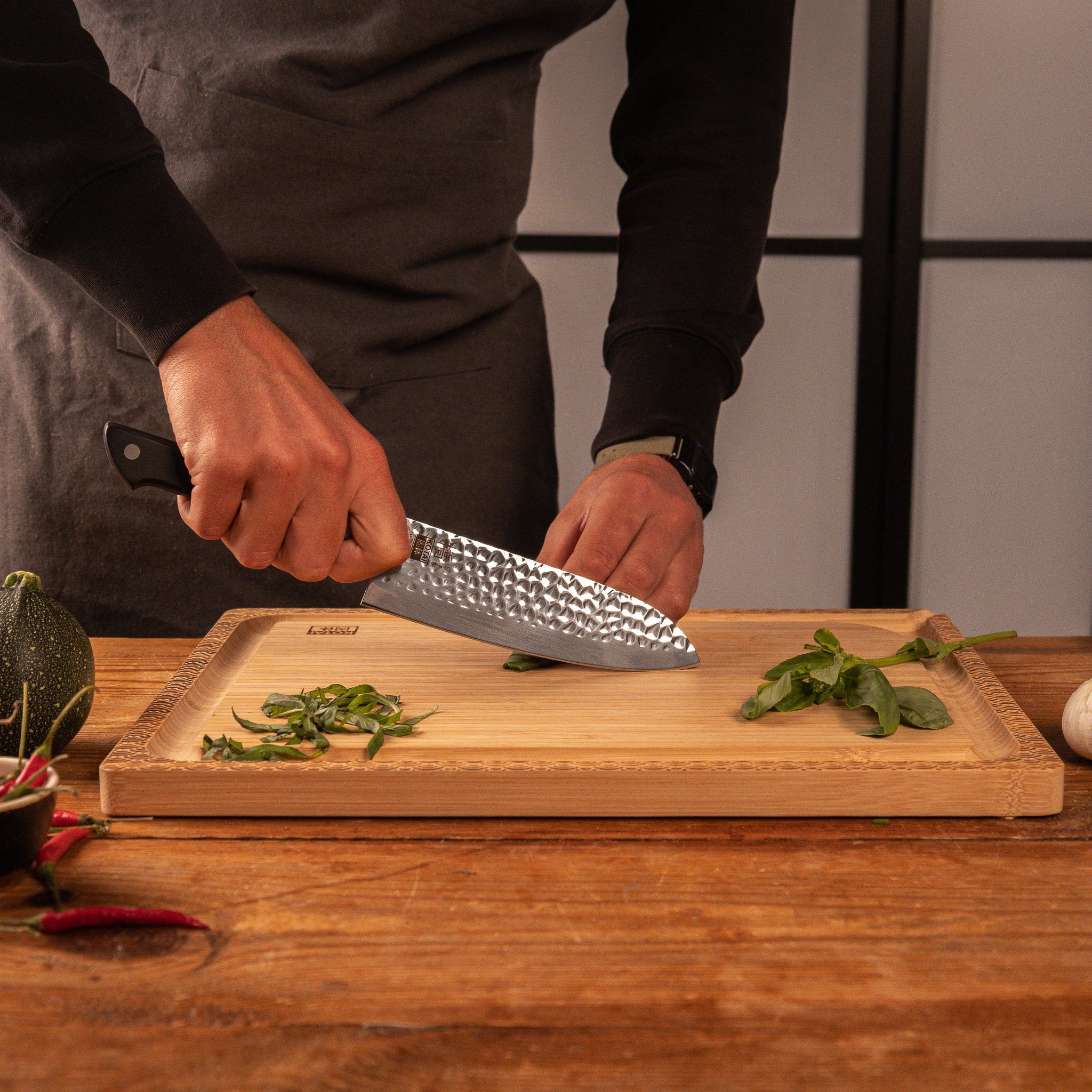 KOTAI Hashi Tsuchime Santoku 17 cm, productfoto 3