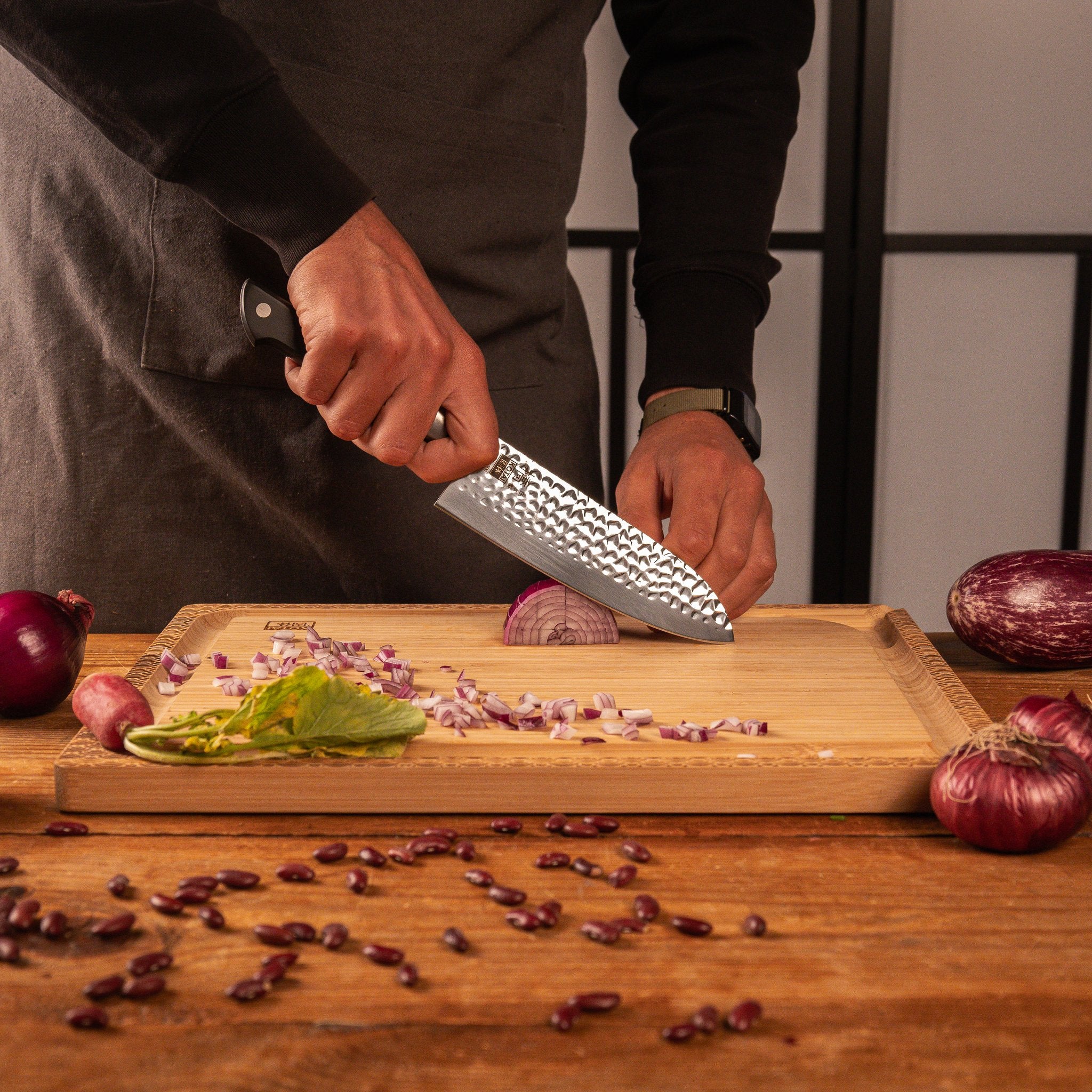 KOTAI Hashi Tsuchime Santoku 17 cm, productfoto 4