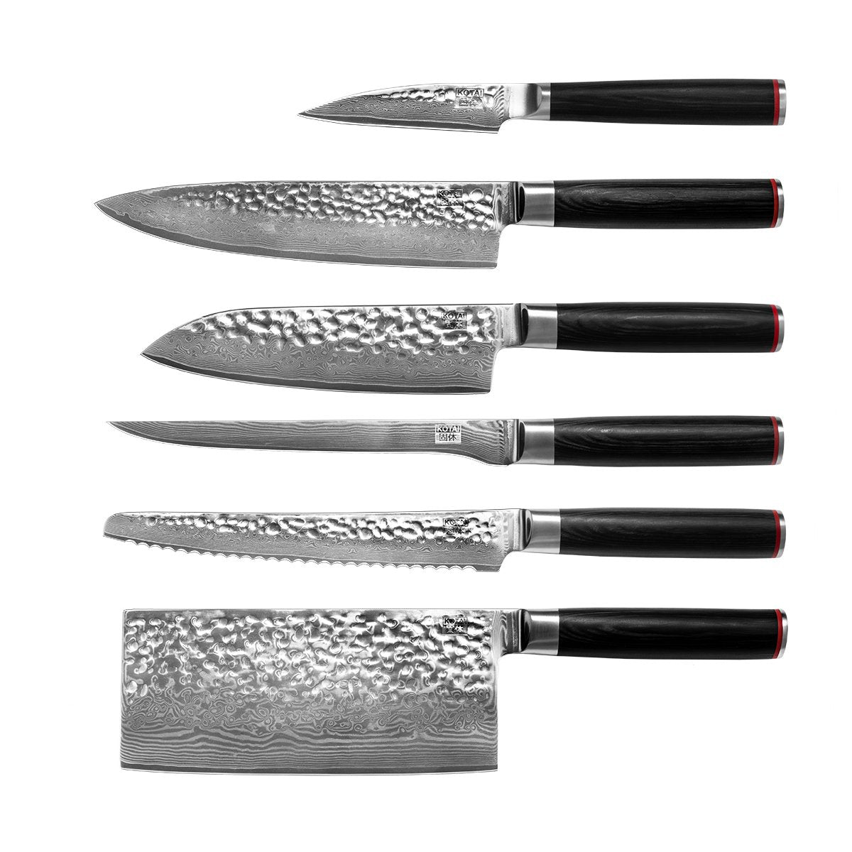 KOTAI Pakka Damascus complete set 6 messen, productfoto 2