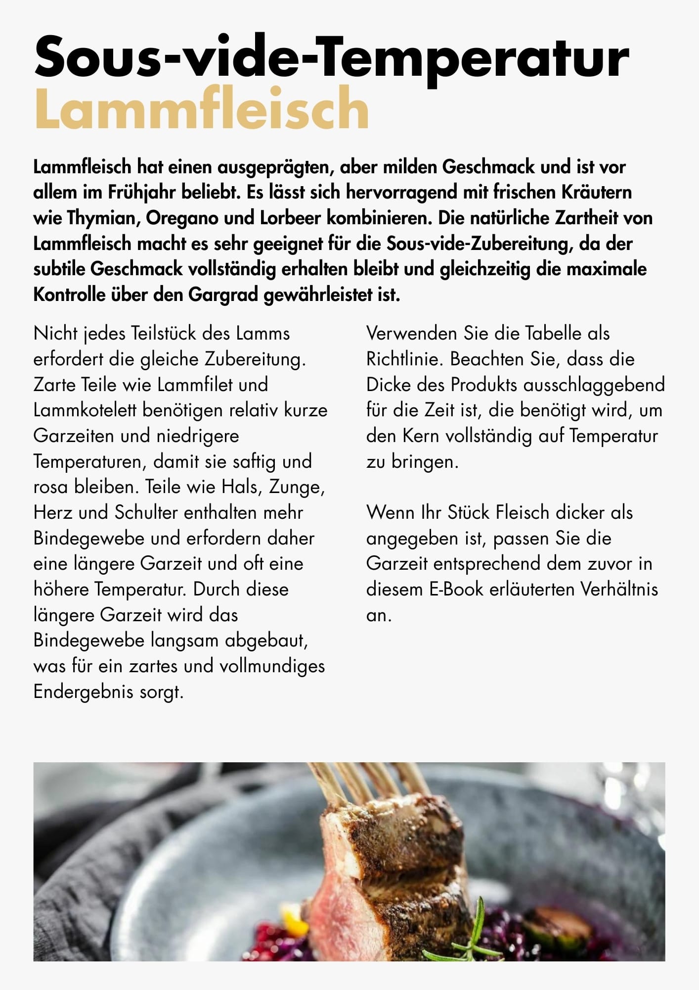 Sous-vide-Garzeiten und -Temperaturen