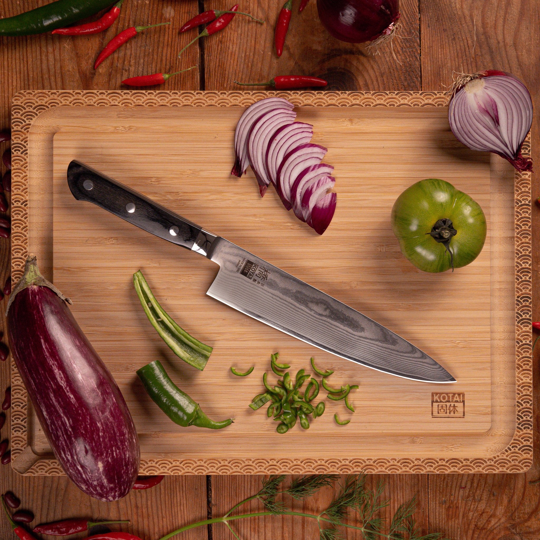 KOTAI Hashi Damascus Gyuto koksmes 20 cm, productfoto 2