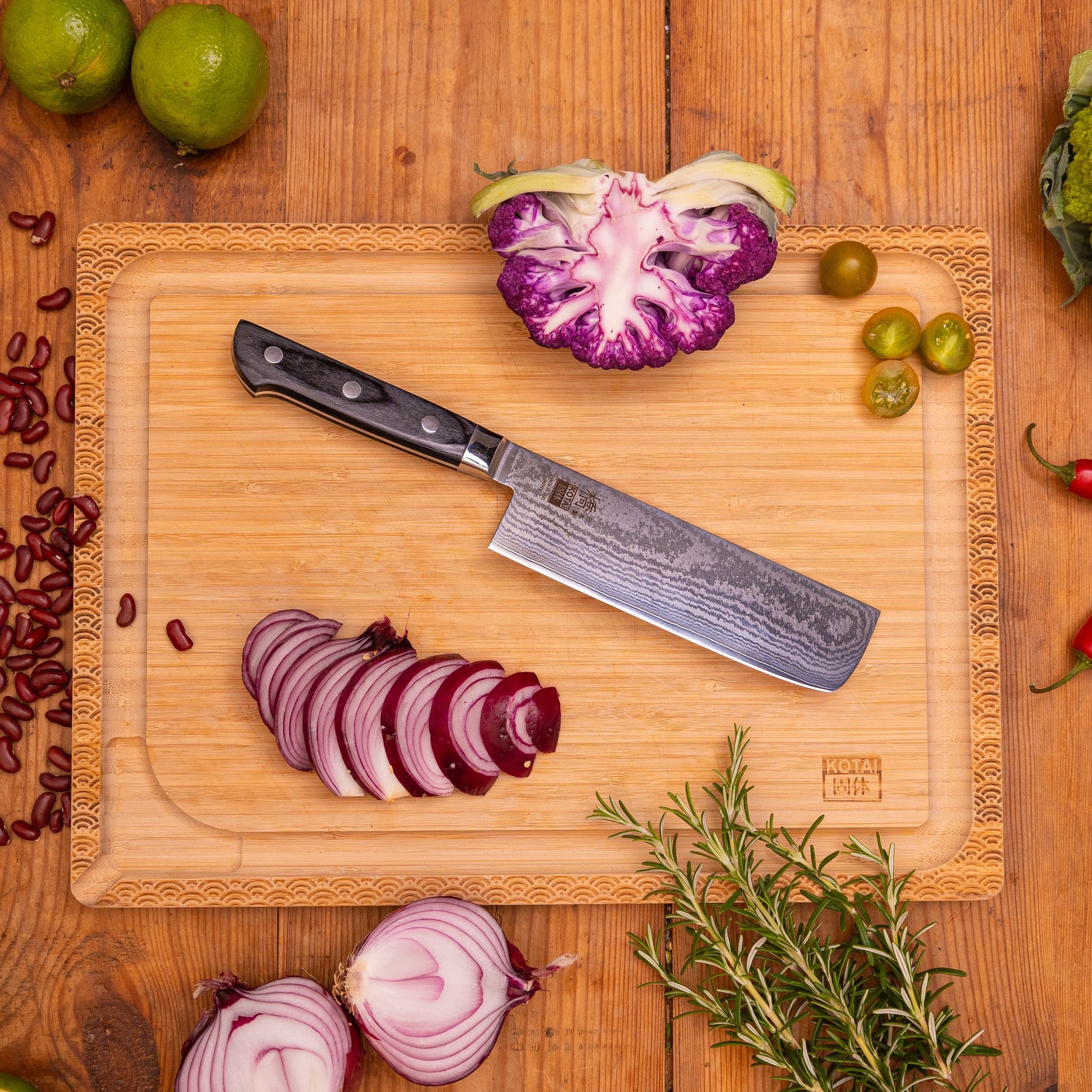 KOTAI Hashi Damascus Nakiri 16 cm, productfoto 2