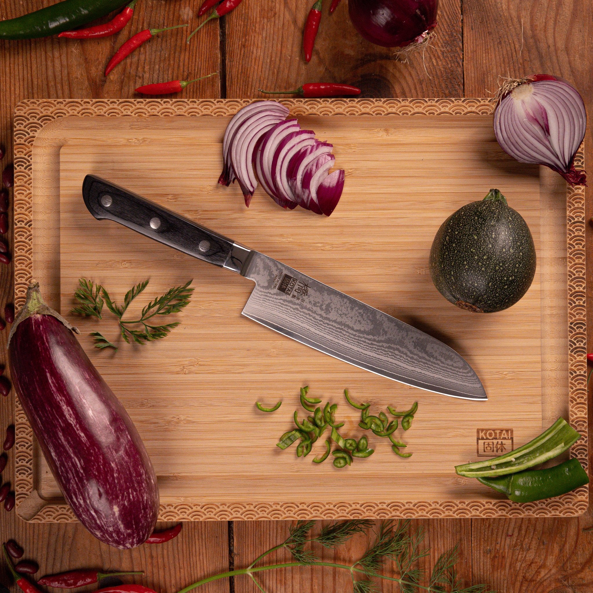 KOTAI Hashi Damascus Santoku 18 cm, productfoto 2