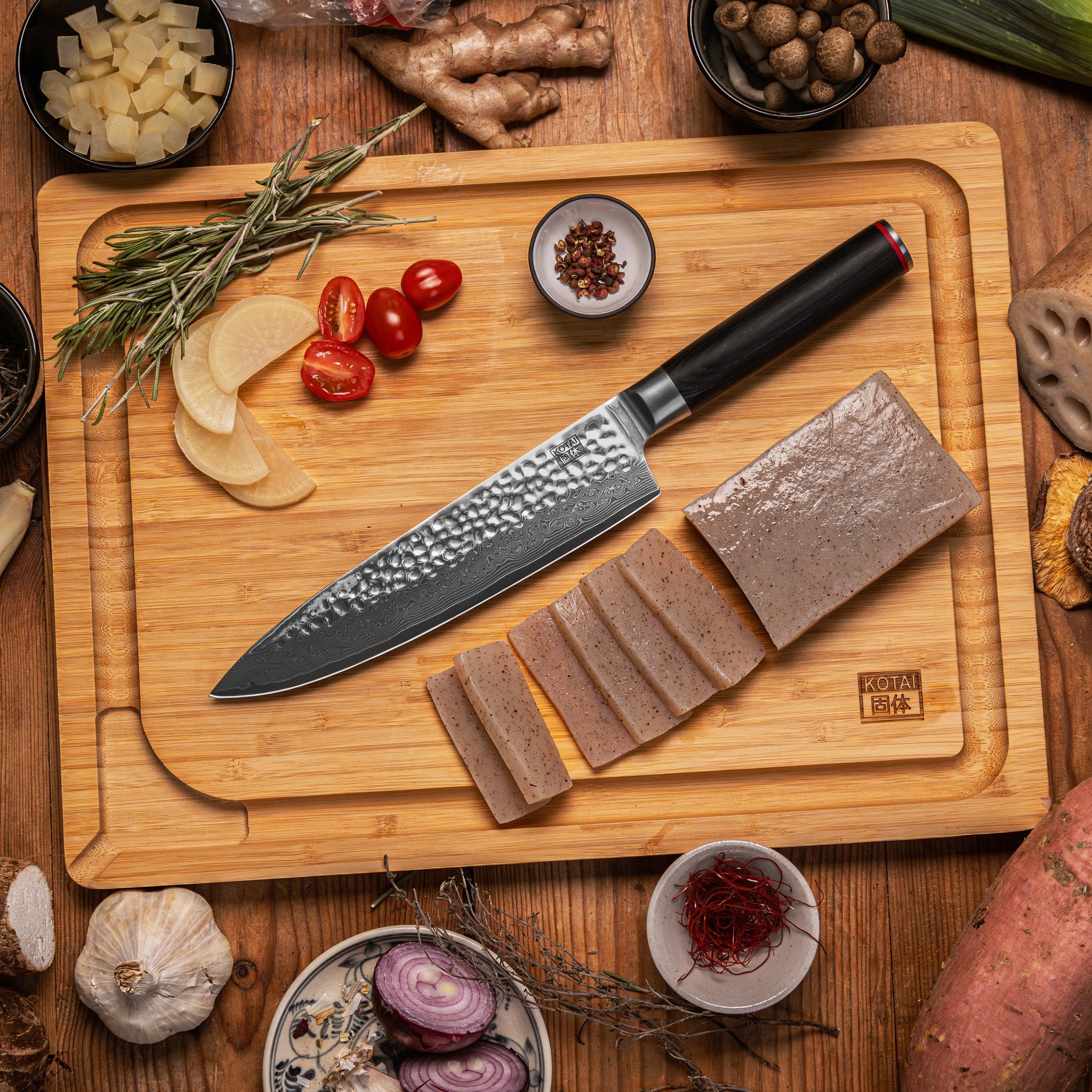 KOTAI Pakka Damascus Gyuto koksmes 20 cm, productfoto 2