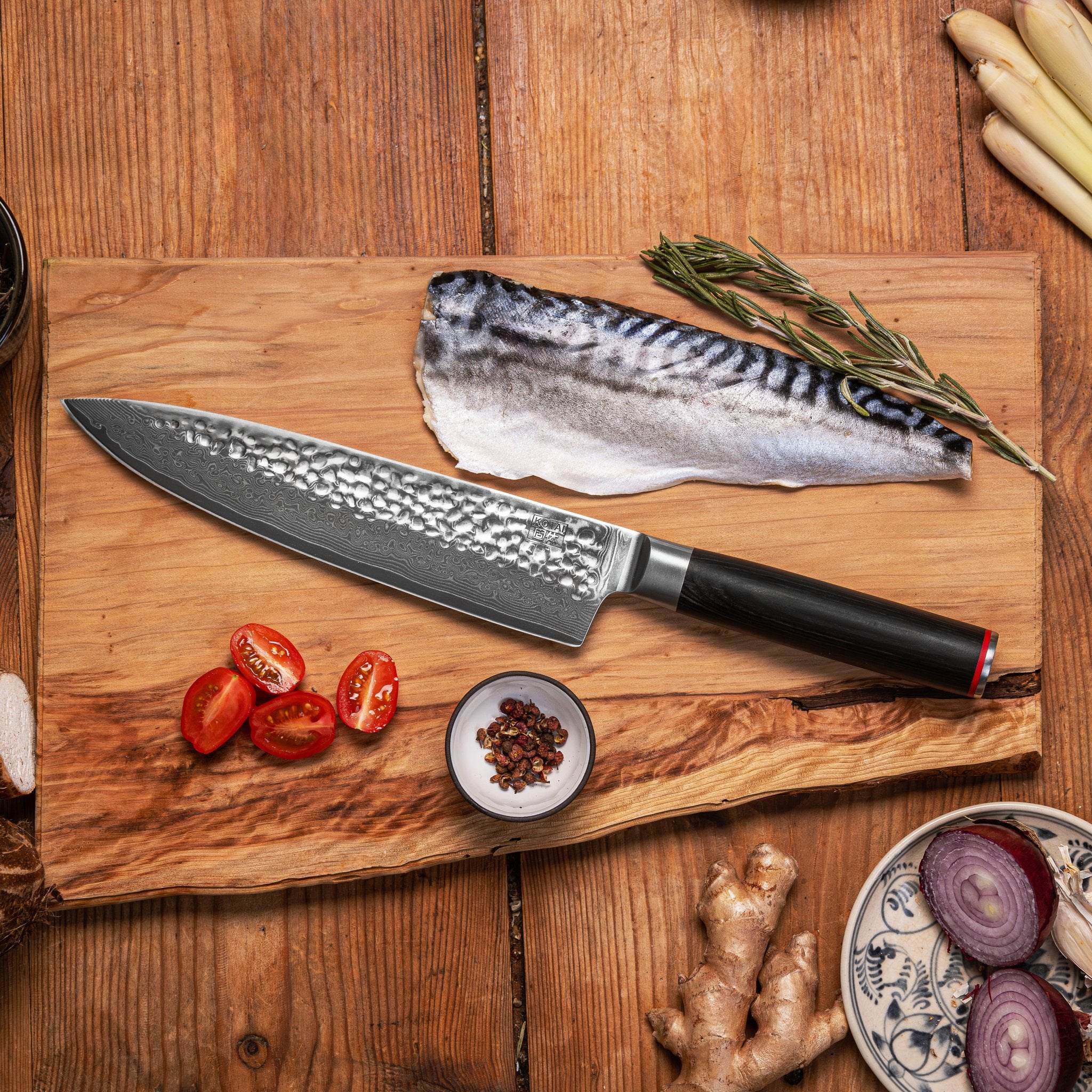 KOTAI Pakka Damascus Gyuto koksmes 20 cm, productfoto 4